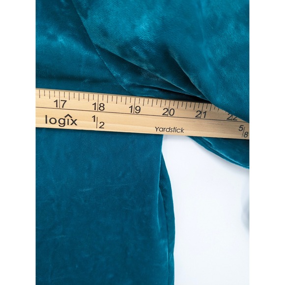 J Jill Crushed Velvet Top Womens Medium Teal Green Blouse Mature Spring Casual - Picture 7 of 9